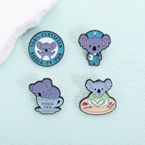 Set of 4 cute koala enamel pins including koala tea and 100% certified designs