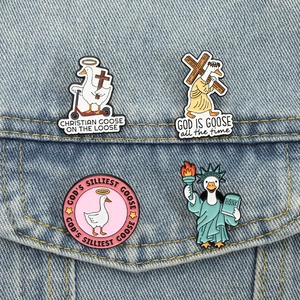 Lot de pins en émail amusants avec oie de la liberté et badges d'oiseaux créatifs pour habits