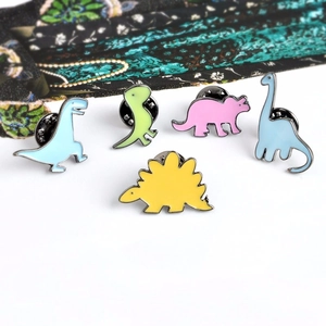 Lot de 5 épingles en émail colorées représentant diverses formes de dinosaures mignons