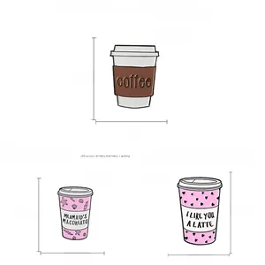 Detailed size chart for enamel coffee and tea cup pins made of eco-friendly zinc alloy