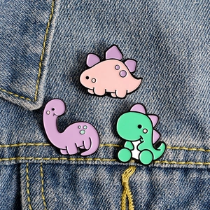 Ensemble de Broches en Émail Dinosaure de Dessin Animé Mignon Alliage Électroplaqué Badge Animal pour Sac à Dos Chemise en Denim Bijoux de Mode Étudiant