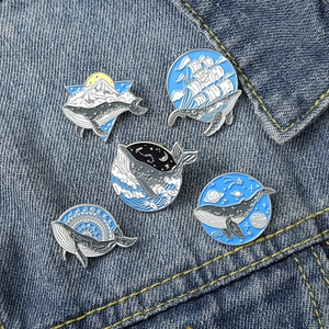 Épinglette en Émail Baleine Alliage Thème Océan Dessin Animé Pour Sac À Dos Vêtements Chapeau Accessoires Bijoux Décoratifs Cadeau