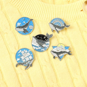 Ensemble de broches créatives en émail de baleine avec motifs d'océan et ciel étoilé