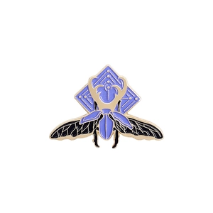 Lot de 9 broches papillon violettes lumineuses en émail avec motif scarabée