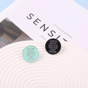 Inspirational Quote Round Alloy Enamel Brooch Motivational Letter Printed Badge Pin For Clothes Bags Decoration Jewelry Gift