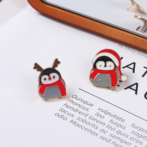 Broche en Émail d'Alliage de Pingouin de Noël pour Hommes Femmes Mignon Bonnet de Noël Renne Strass Badge Bijoux de Fête