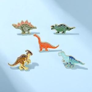 Cartoon Dinosaur Enamel Brooches Colorful Alloy Animal Pins For Backpack Clothing Stegosaurus Triceratops Accessories Kids Jewelry Gift