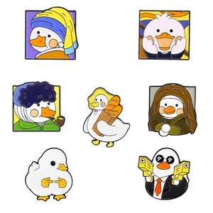 Pins en émail créatifs en forme de canard inspirés de peintures célèbres et d'agents