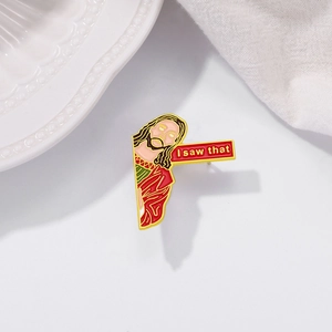 Kreative Jesus Emaille-Anstecknadel mit Spruch 'I saw that' auf weißem Hintergrund
