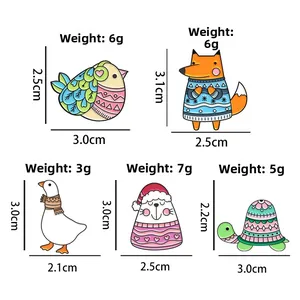 Detailed size and weight chart for cute cartoon animal enamel pins and brooches