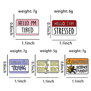Set of 5 funny alloy enamel pins with speech bubbles and personality text quotes
