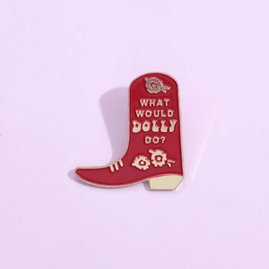 Creative Red Cowboy Boot Enamel Pin Letter Printed Alloy Brooch Badge For Backpack Clothing Decorative Fashion Accessories