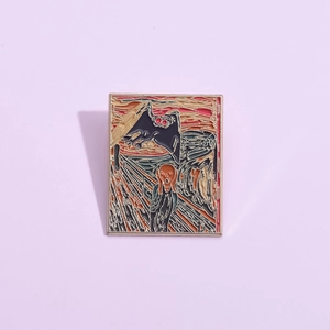 Creative Munch Scream Parody Enamel Brooch Retro Oil Painting Style Metal Badge Fashion Accessory For Unisex