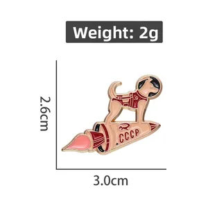Laika space dog enamel pin measurements of 2.6cm height and 3.0cm width on white background