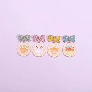 Cute Cartoon Animal Enamel Pin Set Alloy Bowknot Brooch Bunny Bear Deer Otter Metal Badge For Backpack Clothes Decor