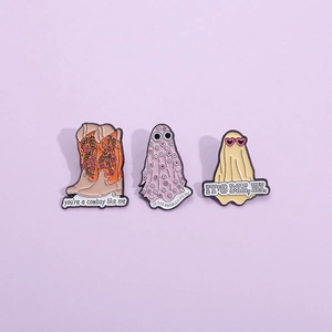 Cartoon Alloy Enamel Brooch Taylor Swift Inspired Lyrics Cowboy Boot Ghost Disco Ball Pin Badge For Denim Jacket Backpack Accessory Jewelry