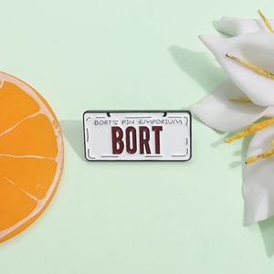 Bort License Plate Enamel Pin Funny Cartoon Alloy Brooch Badge American TV Comedy Style Decorative Pin For Clothes Bags Accessory