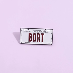 Creative BORT license plate enamel pin badge inspired by American comedy TV show