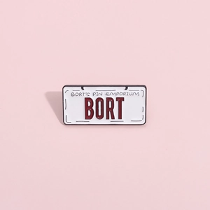 Creative Bort license plate enamel pin badge with classic American comedy series design