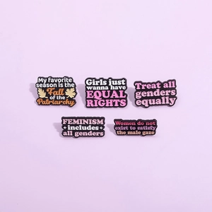 Broche en Alliage Émaillé Personnalité Slogan Féministe pour Femmes Girls Just Wanna Have Equal Rights Fall Of The Patriarchy Badge Bijoux