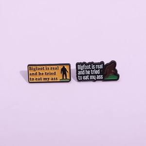 Funny Bigfoot Slogan Alloy Enamel Brooch Pin Creative Bigfoot Is Real Lacquer Lapel Pin For Clothing Backpack Decoration Jewelry