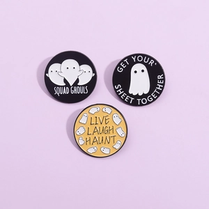 Halloween Ghost Enamel Pin Round Cartoon Alloy Brooch Badge Set For Clothing Backpack Accessories Creative Gift