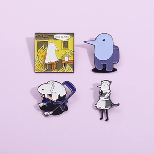 Divertente Set di Spille in Smalto a Forma di Uccello Cartoon Spilla Meme Distintivo in Lega Gioielli Anime per Vestiti Zaino Unisex