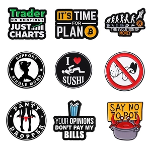 Ensemble de neuf broches créatives en émail avec diverses phrases courtes en anglais