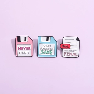 Retro Floppy Disk And .dwg File Icon Enamel Pin Alloy Brooch Cartoon Badge Clothing Accessory For Backpack Decoration