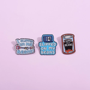 Cartoon Enamel Pin Canned Beans Funny Quote Brooch Alloy Drip Oil Lapel Pin Fashion Jewelry For Clothing Bags Backpacks
