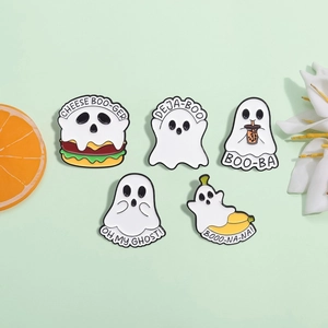 Funny Cartoon Ghost Enamel Brooch Alloy Pun Pin For Halloween Party Backpack Decoration Personality Badge Gift For Men Women