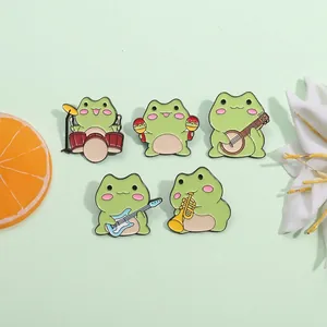 Épinglette Émaillée Créative de Grenouille Musicienne en Alliage Instrument de Musique Grenouille Broche Badge Pour Vêtements Sacs Dos