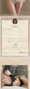 Size chart for lace and mesh lingerie set showing measurements and fabric composition