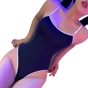 Body une pièce bleu marine avec bordure blanche et fines bretelles pour femmes