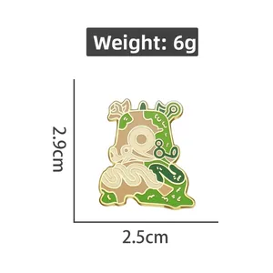 Detailed view of an abstract enamel brooch with dimensions 2.9cm by 2.5cm and 6g weight