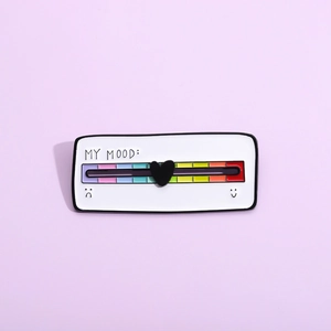 Détail de l'épingle à curseur d'humeur avec curseur cœur et dégradé de couleurs vives