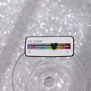Broche en Émail Créative avec Curseur d'Humeur Interactive Forme de Cœur Barre de Progression Arcobaleno Broche Émoticône de Personnalité Accessoires de Mode Cadeau
