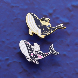 Galaxy Ocean Series Whale Enamel Pin Astronaut Girl Alloy Brooch Badge Clothing Lapel Pins Backpack Accessories Jewelry