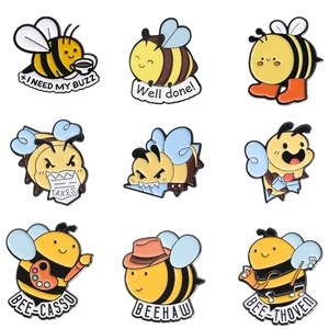 Lot de 9 épinglettes en émail créatives en forme d'abeille avec motifs d'insectes
