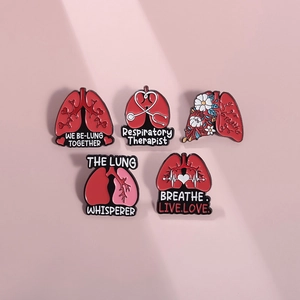 Lot de broches médicales créatives pour thérapeute respiratoire avec motifs de poumons