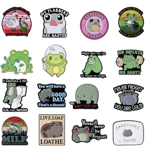 Funny Cartoon Frog Enamel Pin Alloy Meme Brooch Cute Animal Badge For Backpack Clothing Decoration Jewelry Accessories