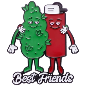 Funny cartoon lighter and bud best friends enamel pin for backpacks and jackets