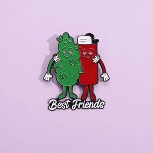 Cartoon lighter and leaf best friends enamel pin badge accessory for bags