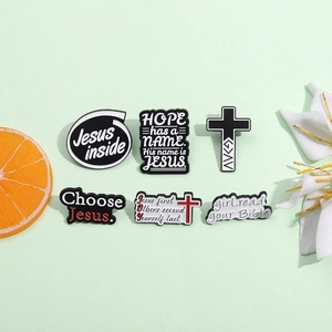 Legierung Emaille Religiöse Brosche Set Jesus Innen Kreuz Bibel Zitat Hoffnung Abzeichen Für Kleidung Rucksack Schmuck