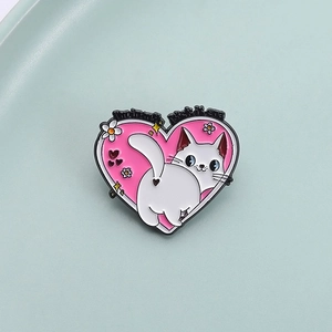 Kreative Cartoon Katze Emaille Pin Süße Rosa Herz Kätzchen Brosche Legierung Einbrennlack Abzeichen Für Kleidung Tasche Zubehör