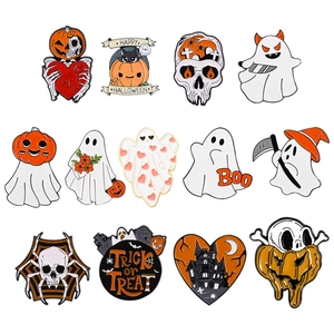 Halloween Enamel Pin Cartoon Alloy Brooch Pumpkin Ghost Skull Bat Funny Badge For Backpack Clothing Decoration Holiday Gift