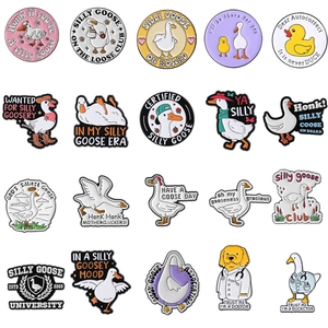 Funny Silly Goose Era Enamel Pin Alloy Cartoon Duck Goose Brooch Humorous Animal Badge Jewelry Gift For Backpack Clothing Decoration