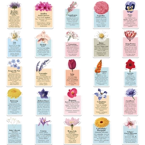 Σετ 50 vintage αυτοκόλλητα λουλουδιών για scrapbooking με βοτανικές εικονογραφήσεις