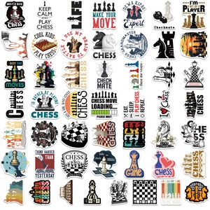 Assorted chess-themed waterproof vinyl stickers with king queen pieces and quotes
