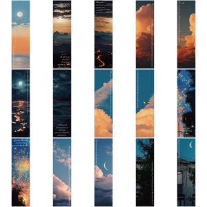 Set of 30 vintage landscape bookmarks featuring starry sky and nature scenes for reading